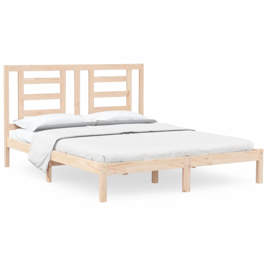 Bed frame without mattress solid pine wood - natural color, 160 x 200 cm - number 2.
