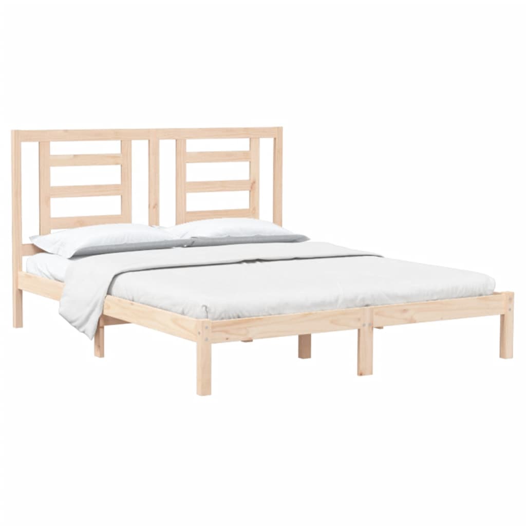 Bed frame without mattress solid pine wood - natural color, 160 x 200 cm - number 3.