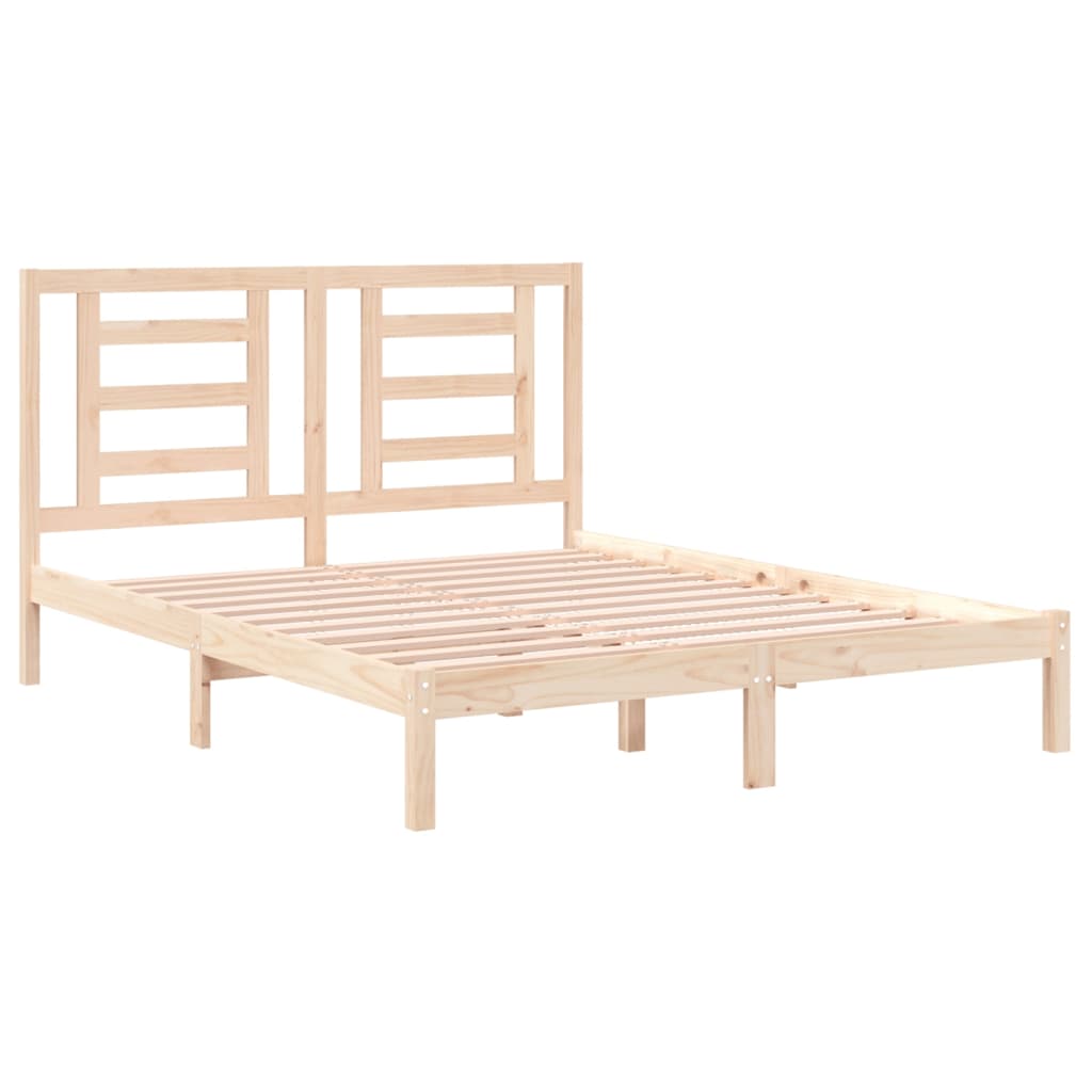 Bed frame without mattress solid pine wood - natural color, 160 x 200 cm - number 4.