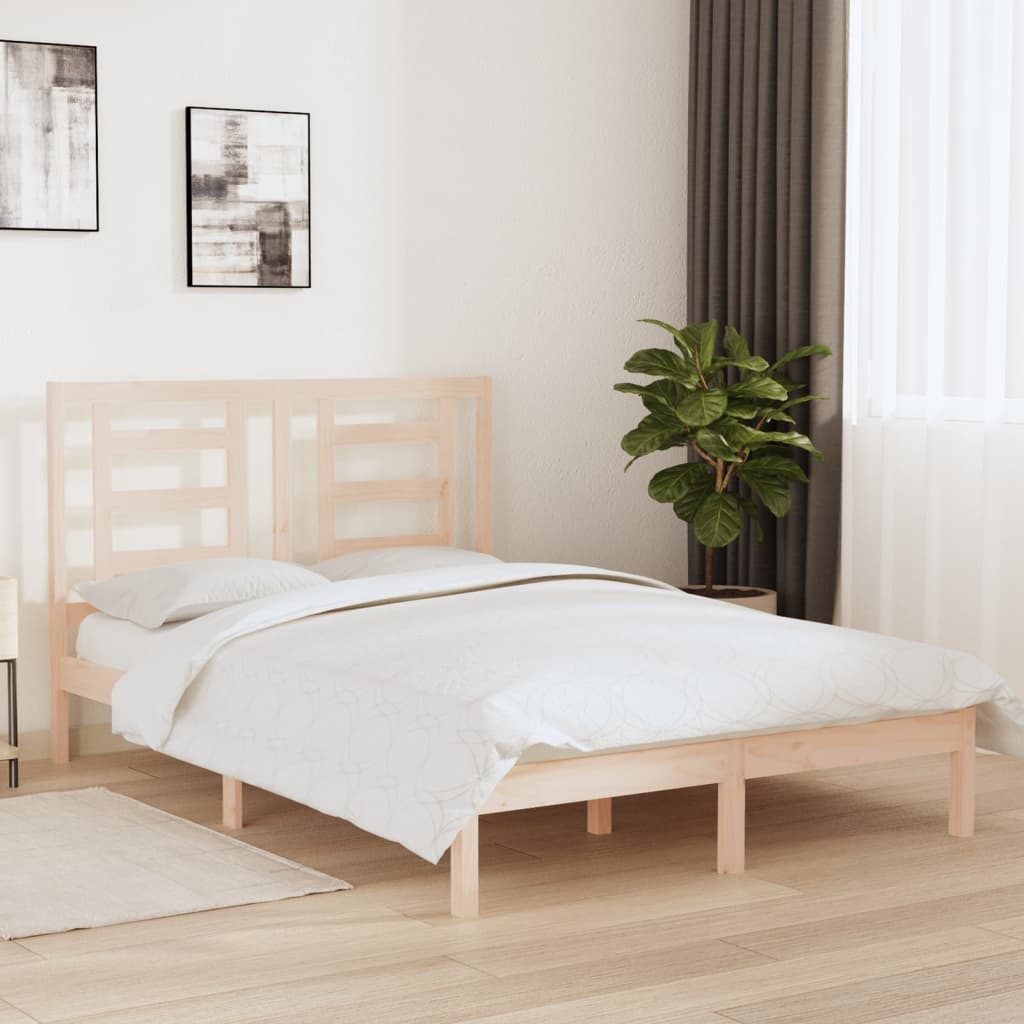 Bed frame without mattress solid pine - natural colored, 140 x 200 cm - number 1.