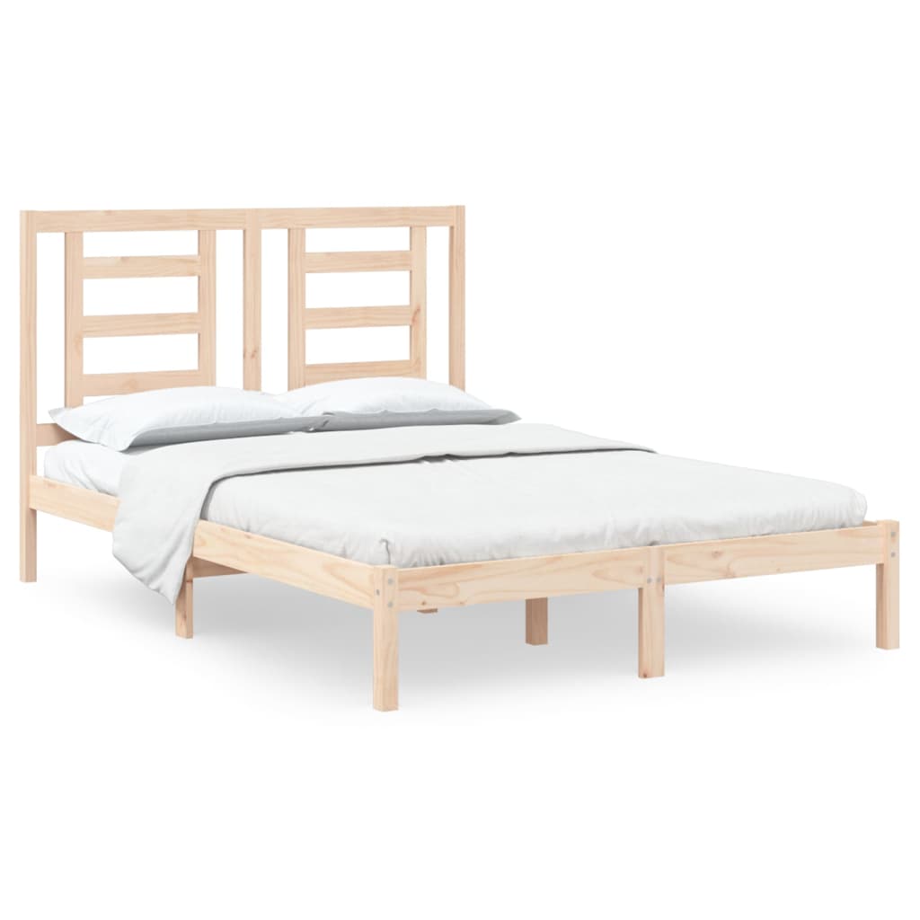 Bed frame without mattress solid pine - natural colored, 140 x 200 cm - number 2.