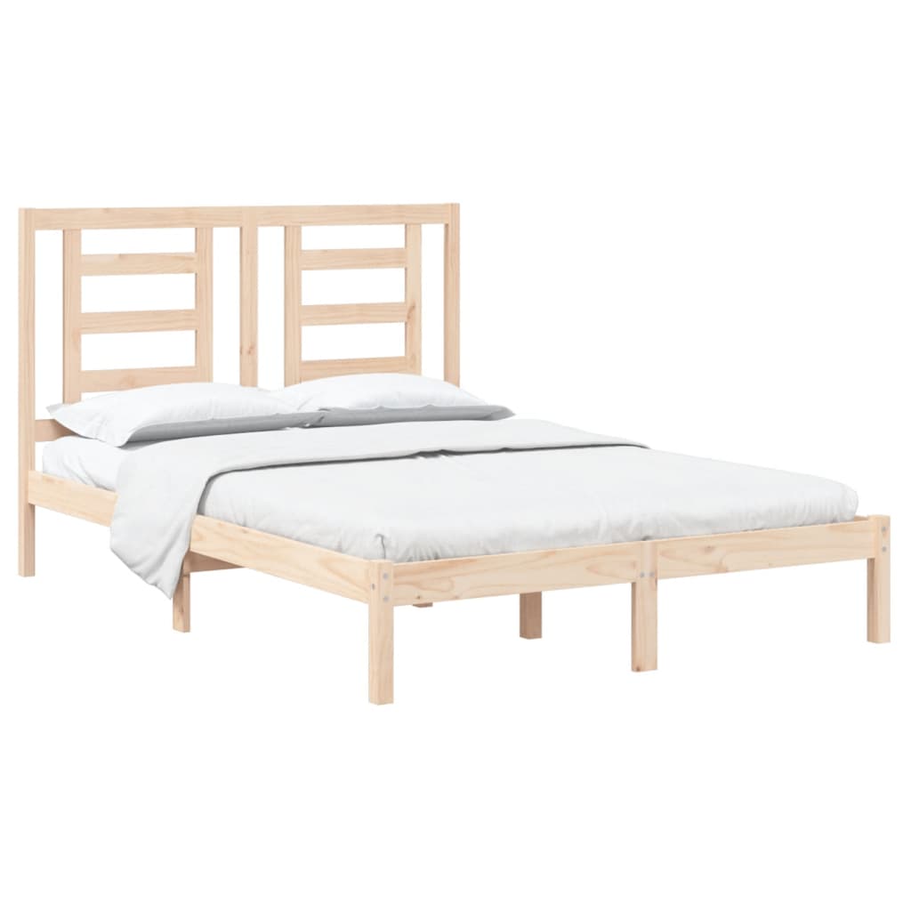 Bed frame without mattress solid pine - natural colored, 140 x 200 cm - number 3.