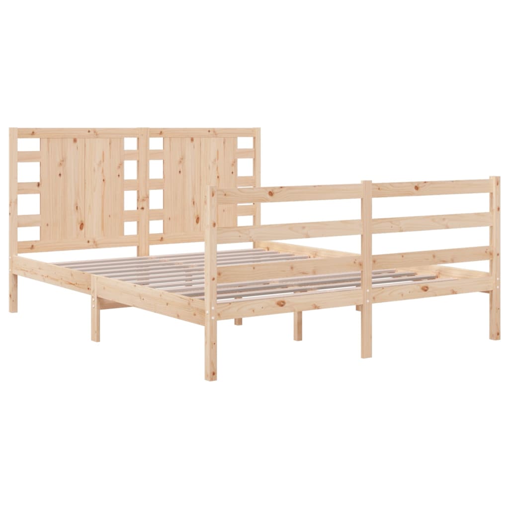 Bed frame without mattress solid pine - natural colour, 120 x 190 cm - number 4.