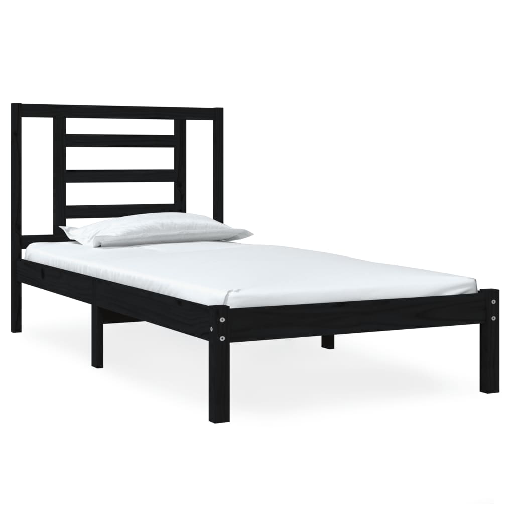 Bed frame small single solid wood - black, 75 x 190 cm - number 2.