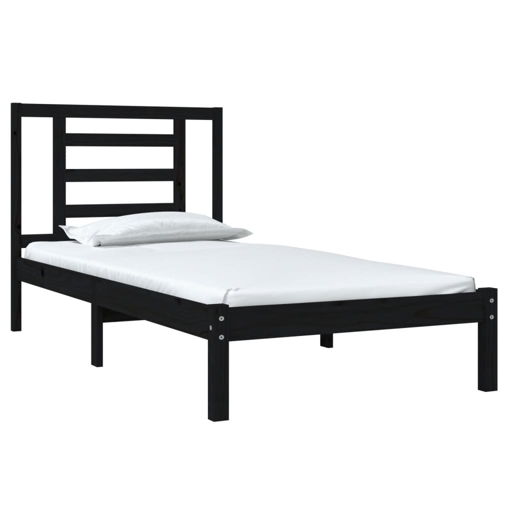 Bed frame small single solid wood - black, 75 x 190 cm - number 3.