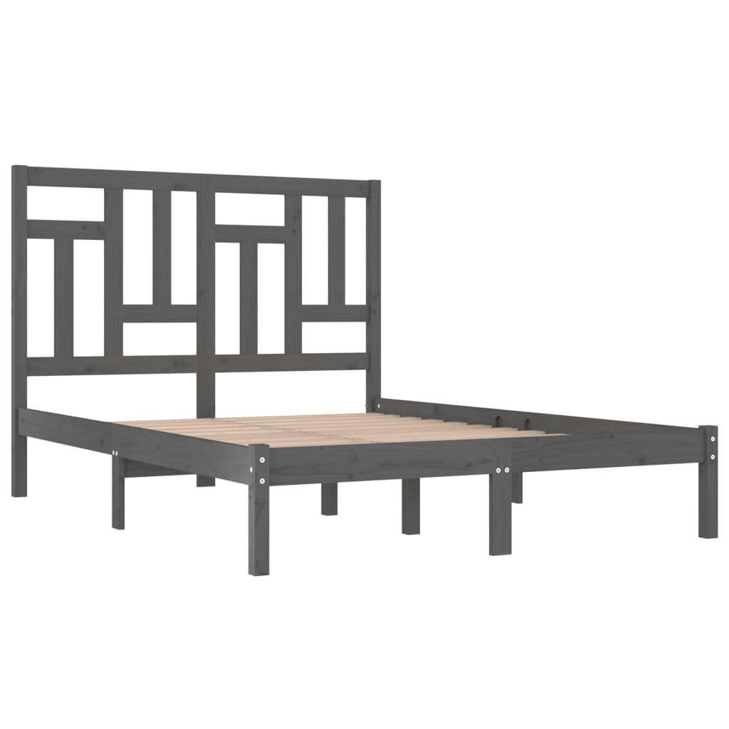 Bed frame solid pine - gray, 200 x 200 cm - number 4.