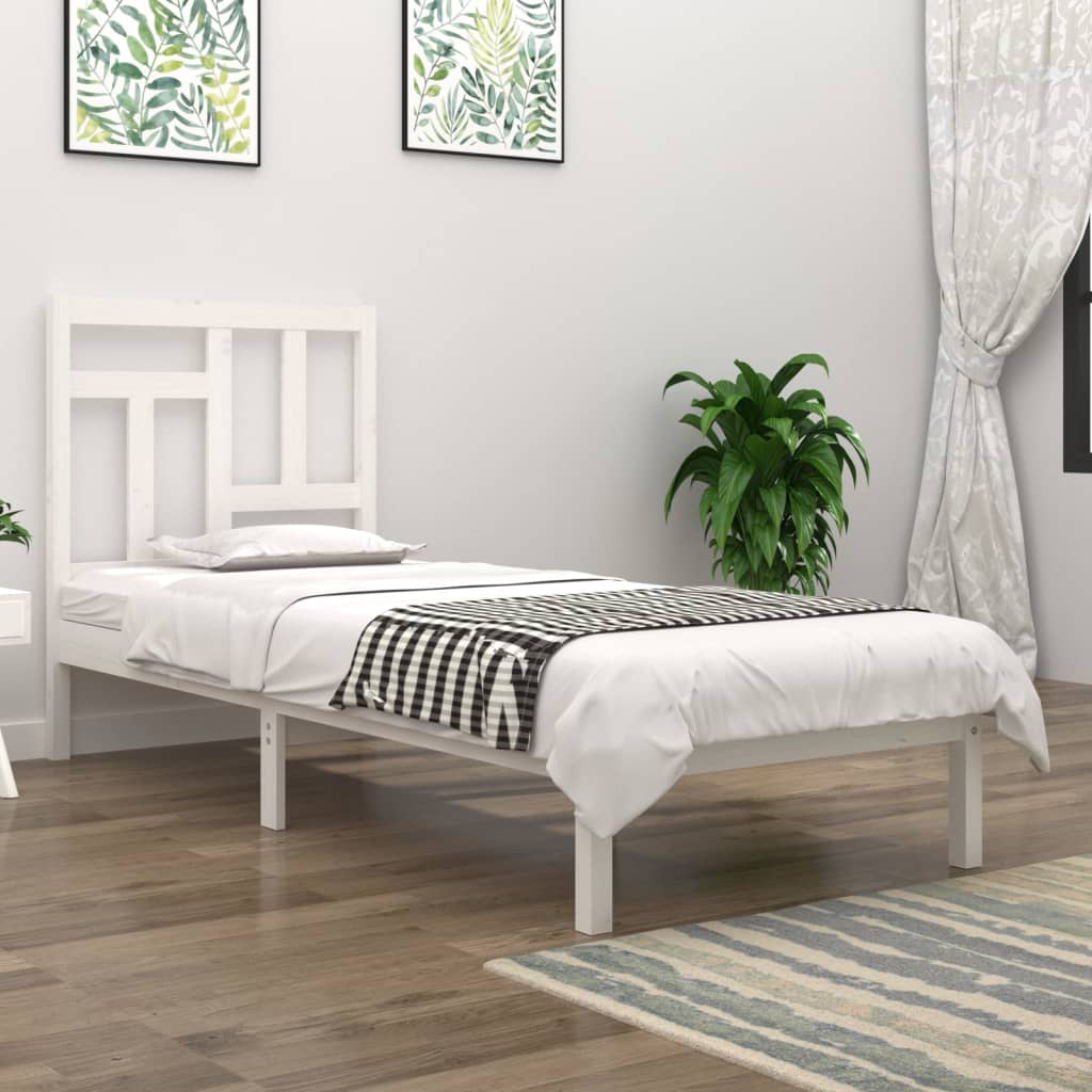 Struttura letto senza materasso pino massello - bianco, 90 x 200 cm - number 1.