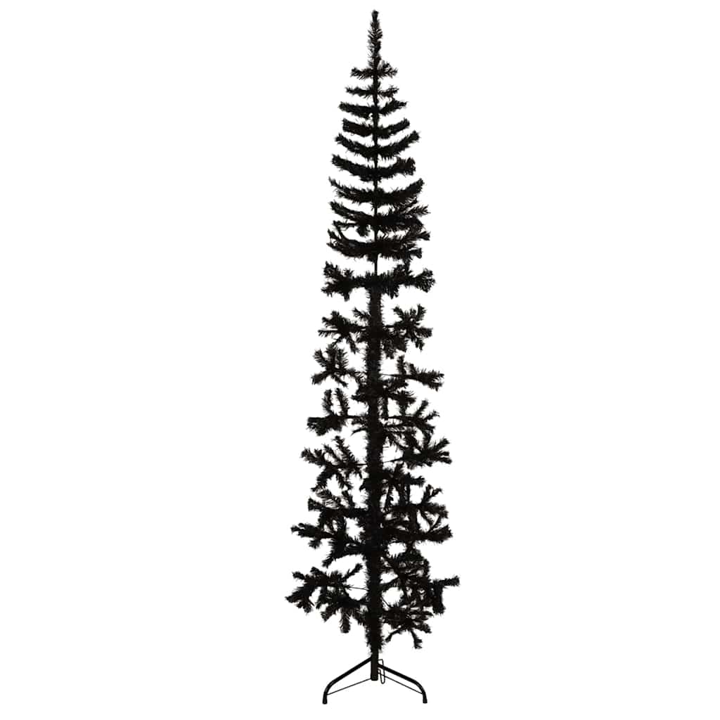 Demi-sapin de noël artificiel avec base de sapin de noël étroite - noir, 210 cm, 1 - number 1.
