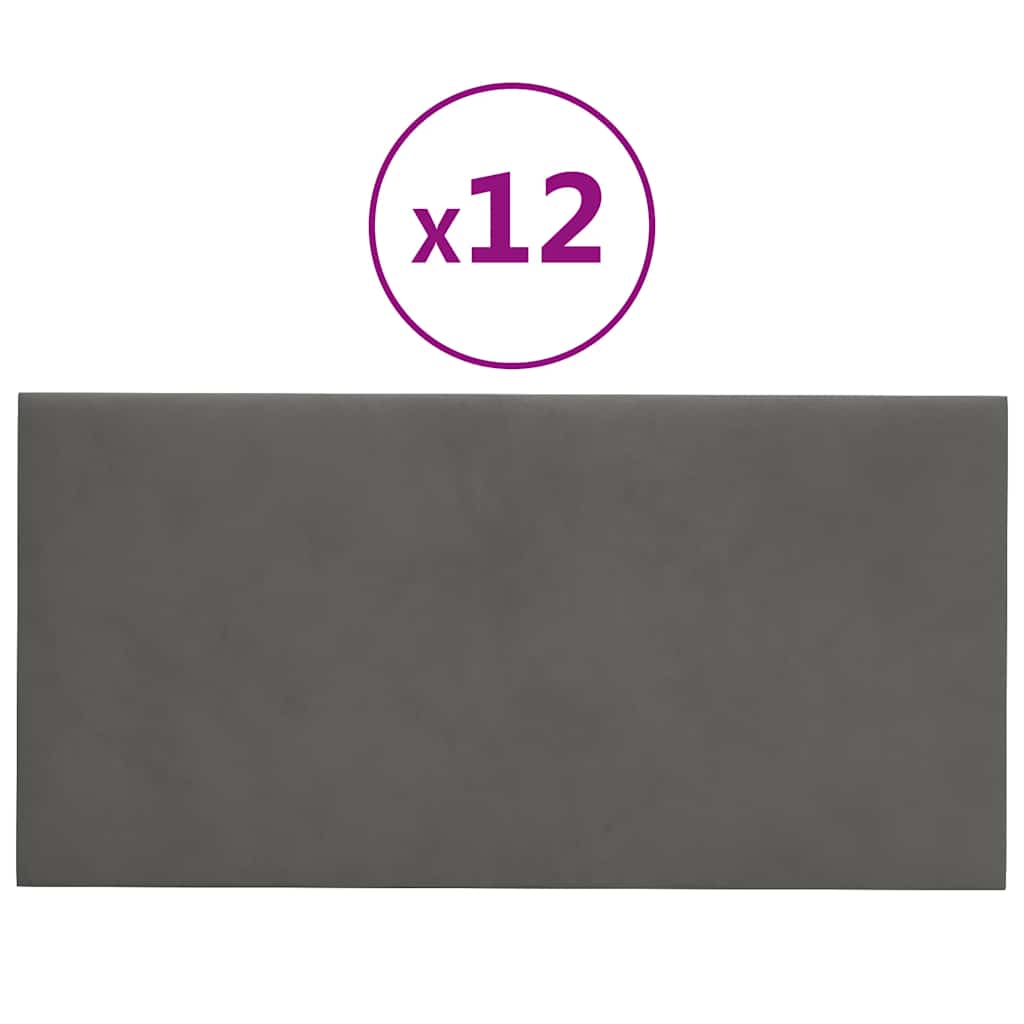 Panneaux muraux pc. 0,54 m² velours - noir, 30 x 15 cm, 12, rectangulaire - number 2.