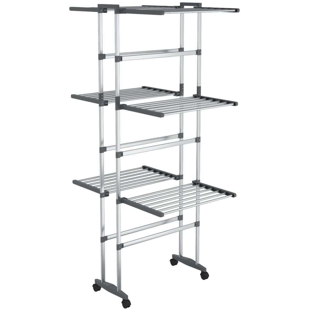 Drying rack 3 levels with wheels 60x70x129 cm silver - number 2.