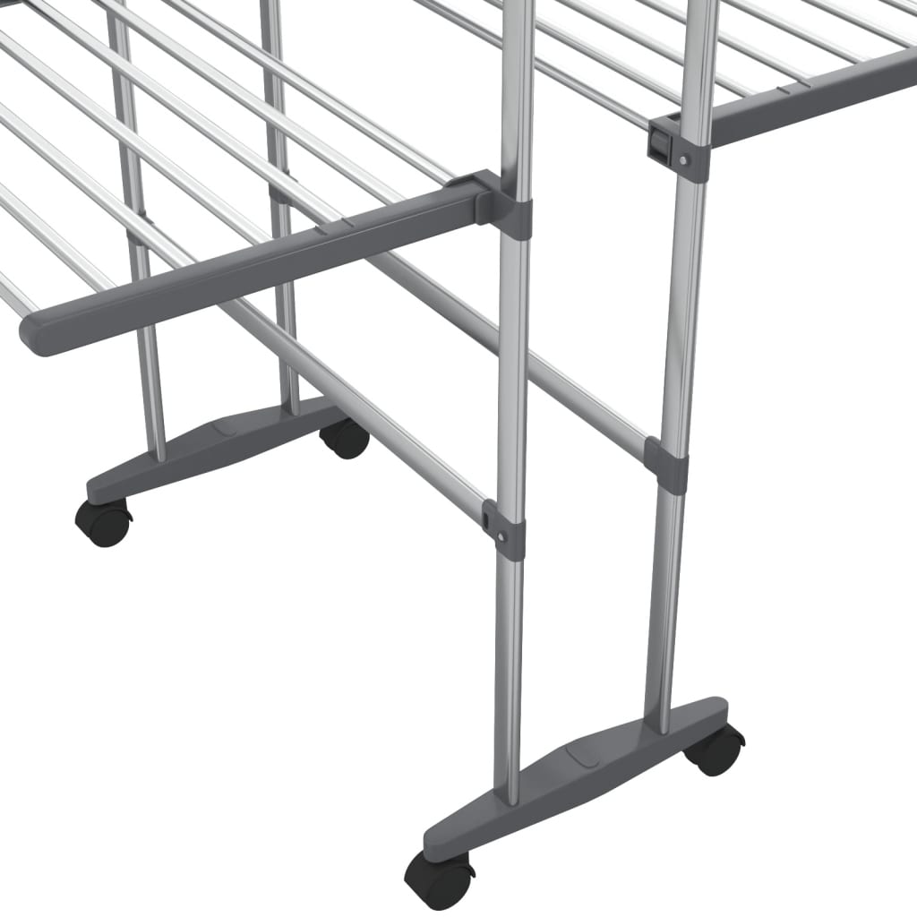 Drying rack 3 levels with wheels 60x70x129 cm silver - number 6.