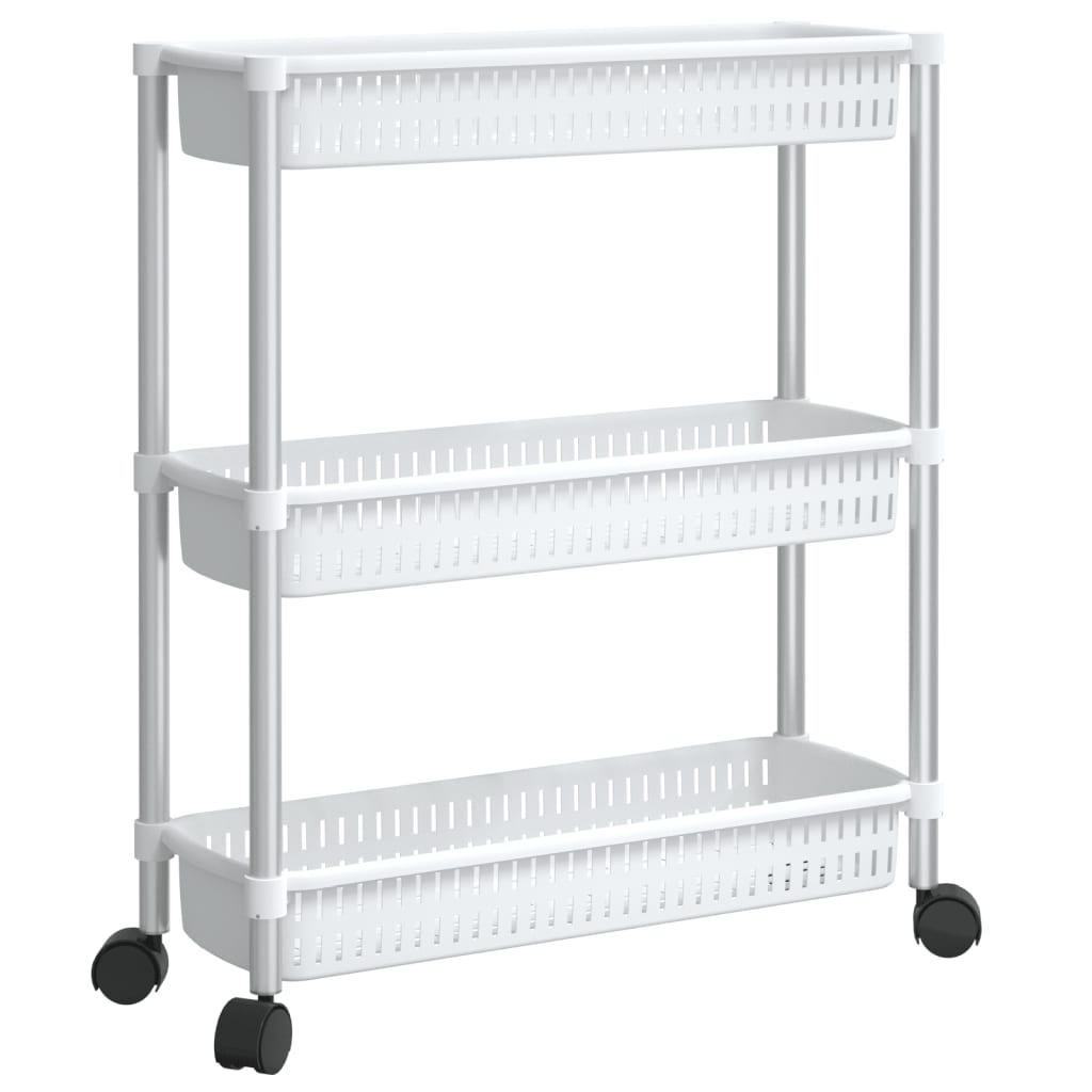 Storage trolley 3 levels aluminium, silver and white - number 2.