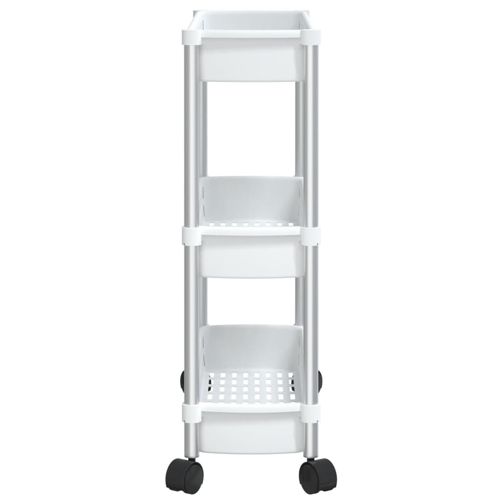Storage trolley 3 levels aluminium, silver and white - number 4.