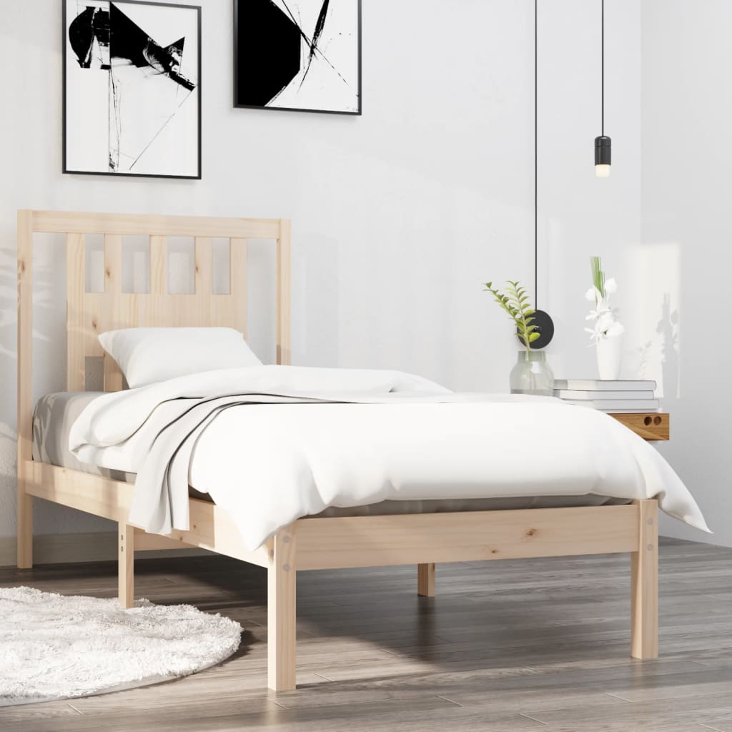 Bed frame solid wood - natural color, 90 x 190 cm - number 1.