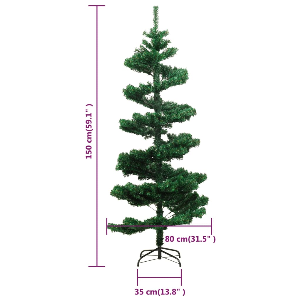 Sapin de noël avec socle de sapin de noël 150 cm pvc - vert, 150 x 80 cm, 1 - number 10.