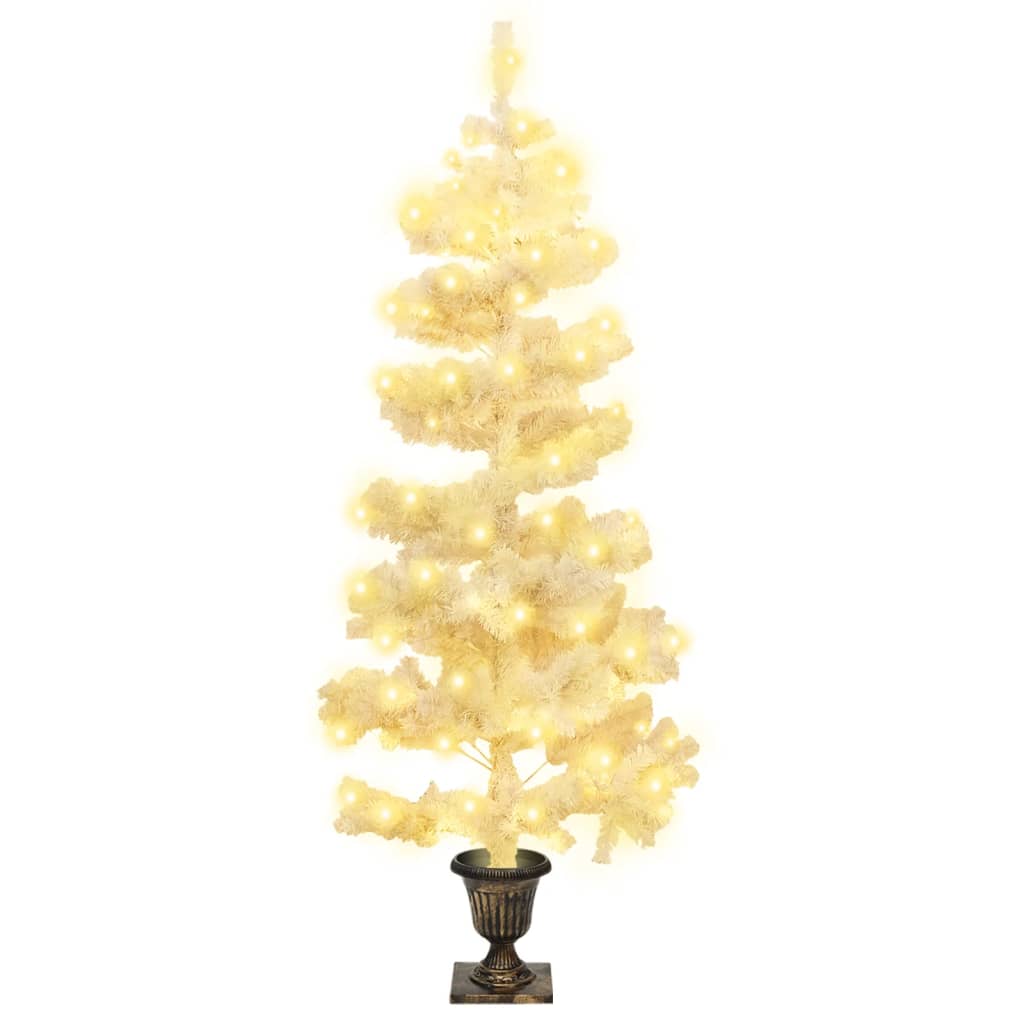 Sapin de noël avec lumières et pot pvc 120 cm - blanc, 120 x 65 cm, 1 - number 2.
