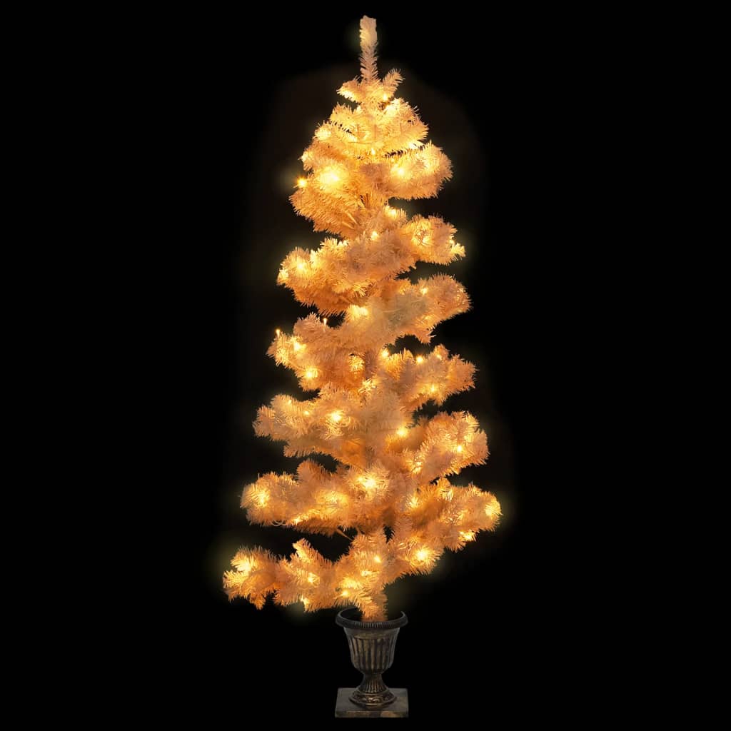 Sapin de noël avec lumières et pot pvc 120 cm - blanc, 120 x 65 cm, 1 - number 3.