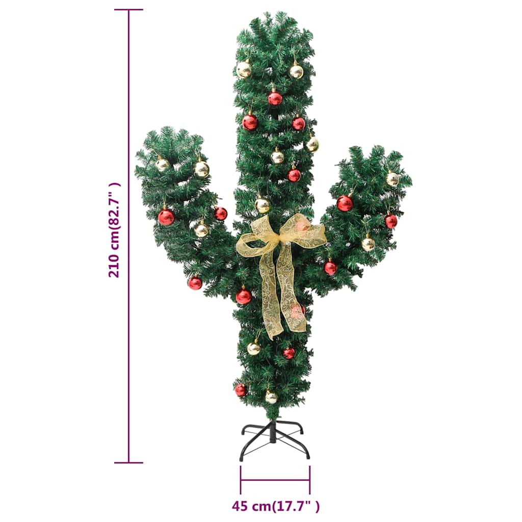 Cactus navideño con base y luz led 210 cm pvc verde - number 9.