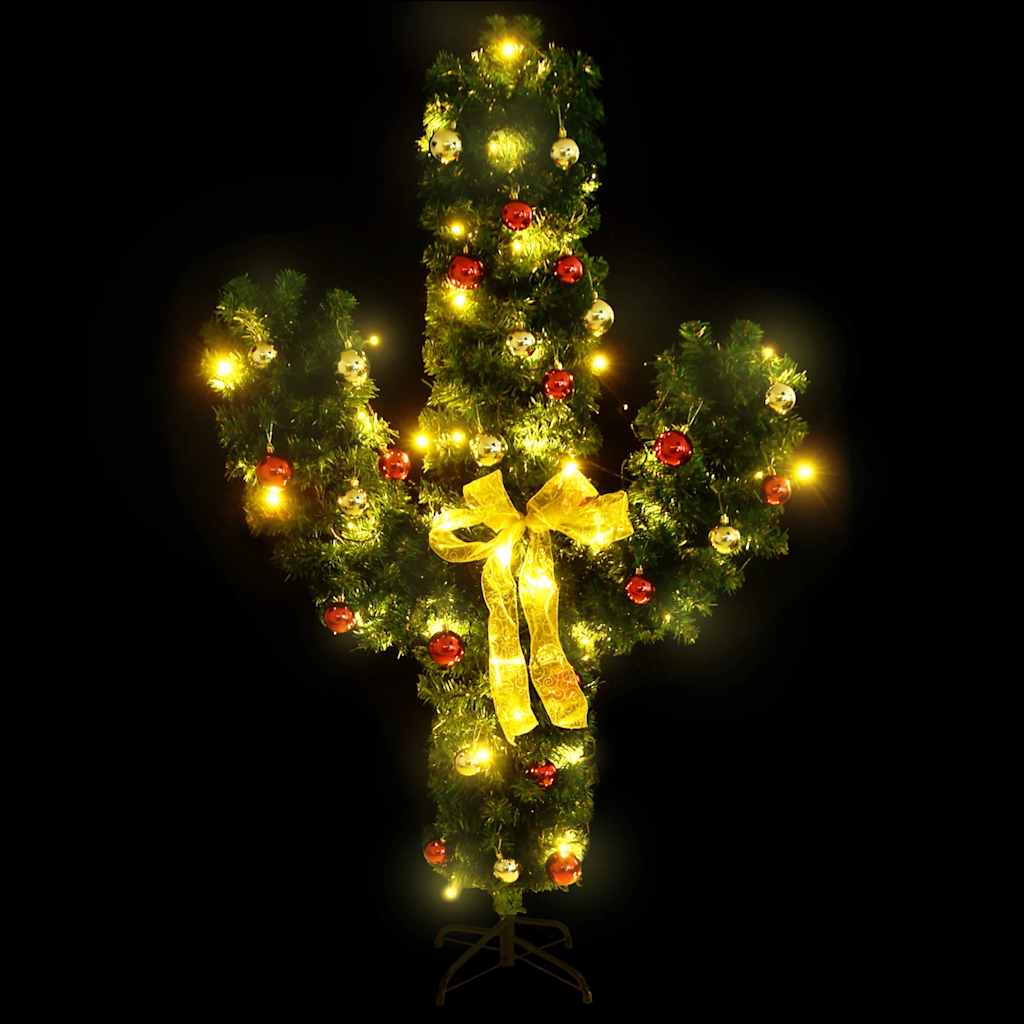 Cactus de noël avec pied et lumière led 150 cm pvc vert - number 3.