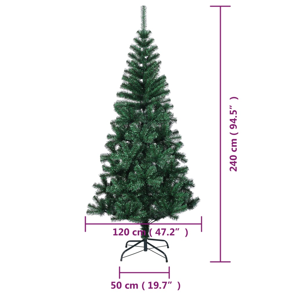 Kunstigt juletræ med farverige grene 240 cm pvc grøn - number 8.