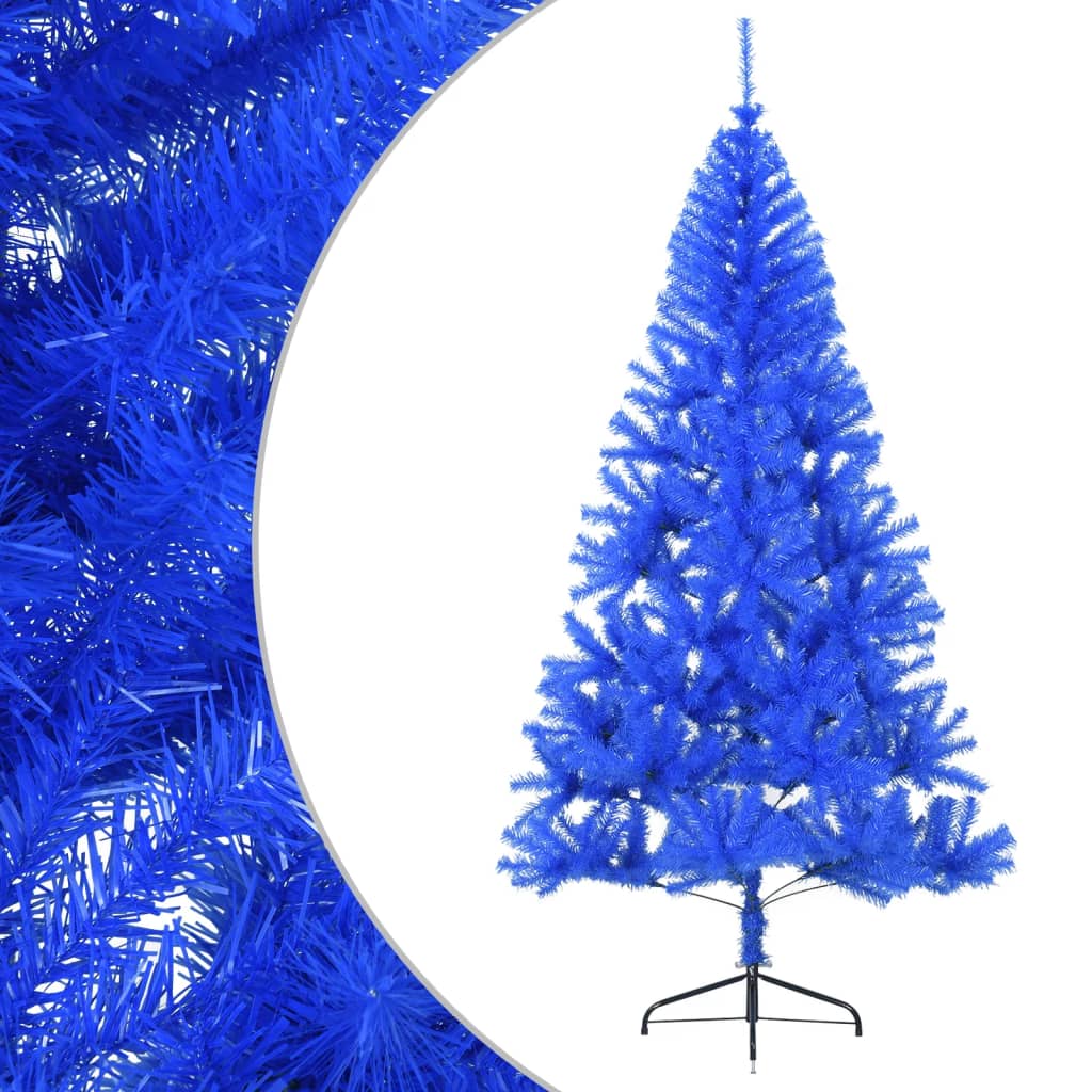 Demi-sapin de noël artificiel avec socle de sapin de noël 240 cm pvc - bleu, 240 x 125 cm, 1 - number 2.