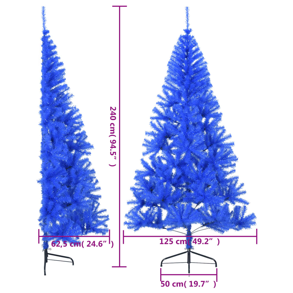 Demi-sapin de noël artificiel avec socle de sapin de noël 240 cm pvc - bleu, 240 x 125 cm, 1 - number 9.