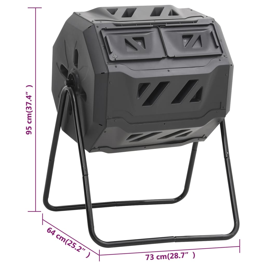 Compost container for garden 73x64x95 cm 160 l black - number 7.