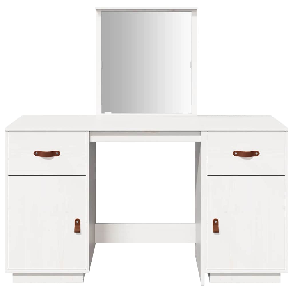 Makeupbord med spejl massivt fyrretræ - hvid, 1 - number 5.