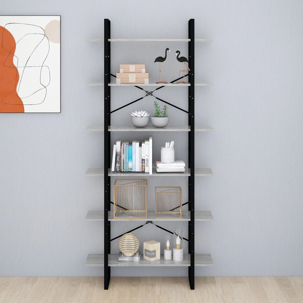 Bokhylle 100x30x210 cm konstruert tre grå sonoma eik - number 3.