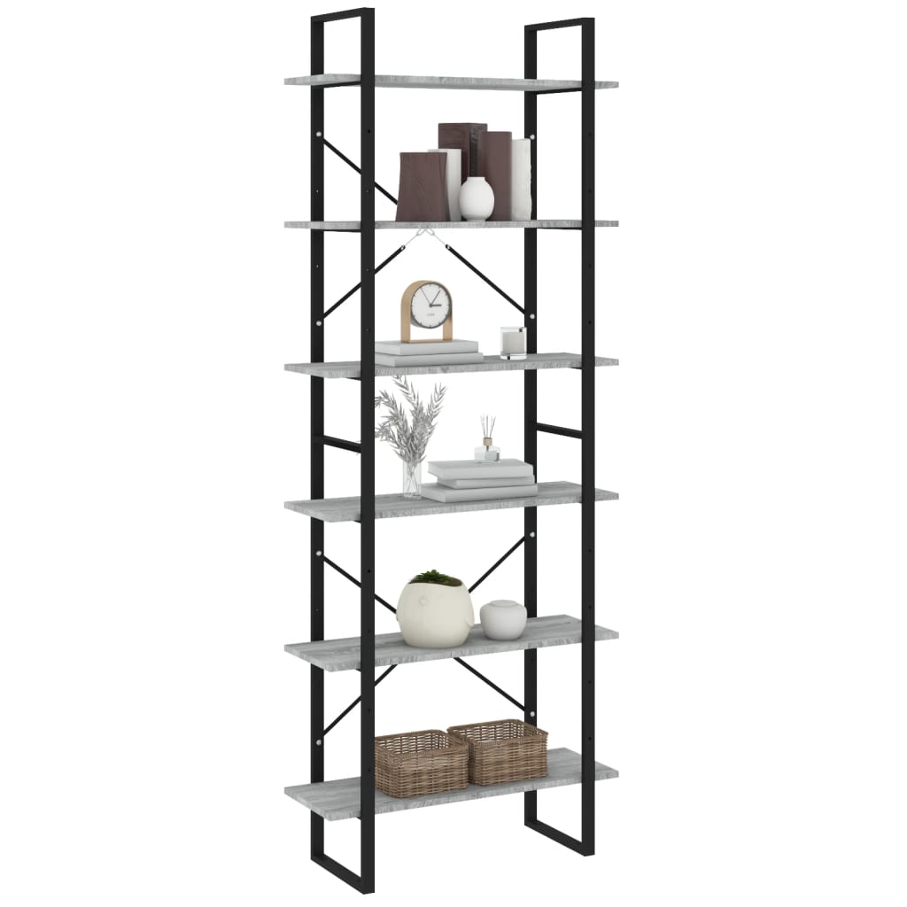 Bokhylle 80x30x210 cm konstruert tre grå sonoma eik - number 4.