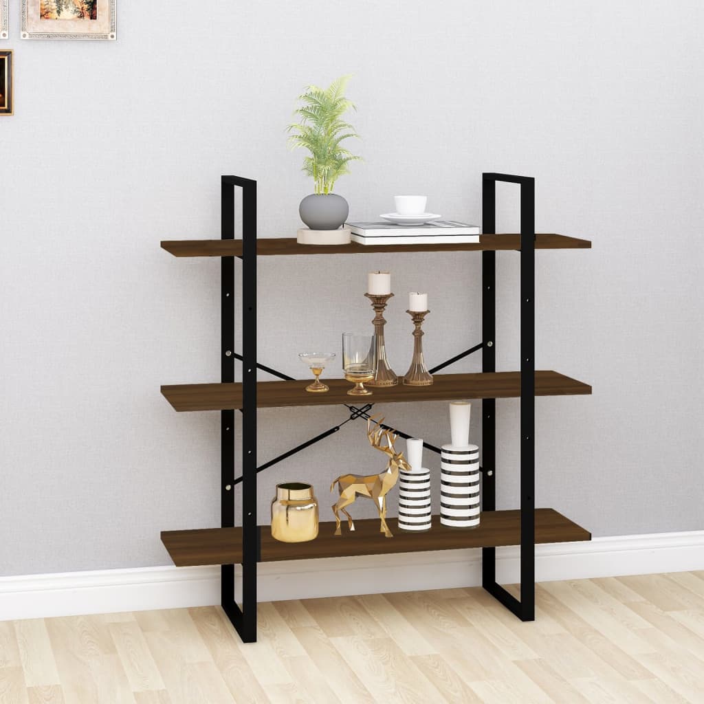 Bogreol 100x30x105 cm sonoma-eg - brun eg, 1, 105 cm, konstrueret træ - number 1.