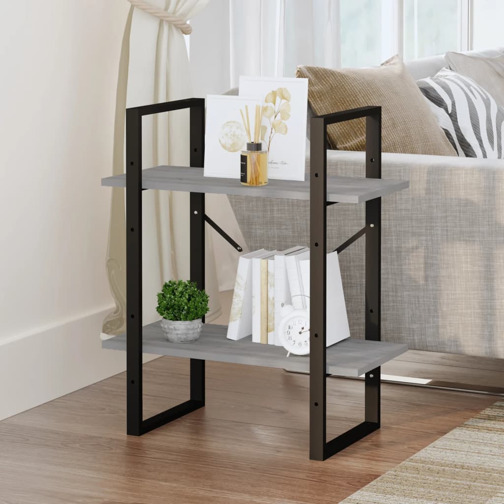 Regal s 2 police siva sonoma - sivi sonoma hrast, 60 x 30 x 70 cm, 1, konstruirano drvo - number 3.