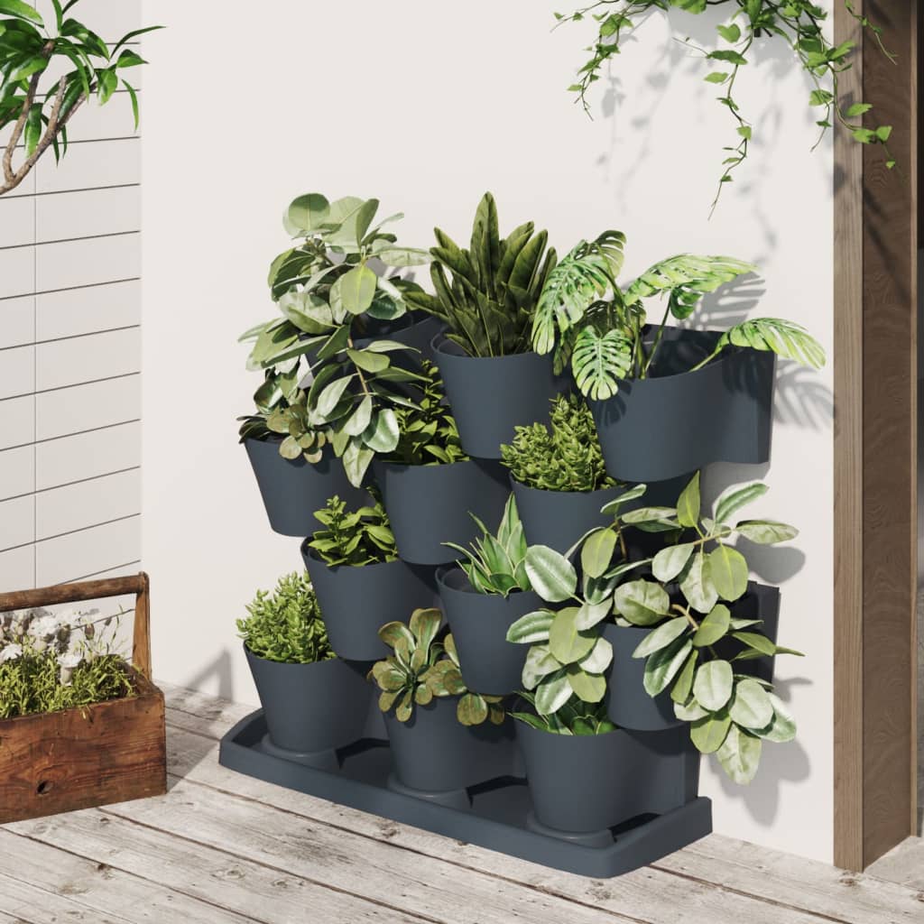 Vertical garden plant set 12 parts polypropylene anthracite grey - number 1.