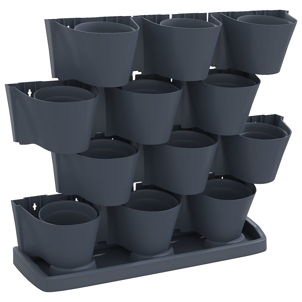 Vertical garden plant set 12 parts polypropylene anthracite grey - number 2.