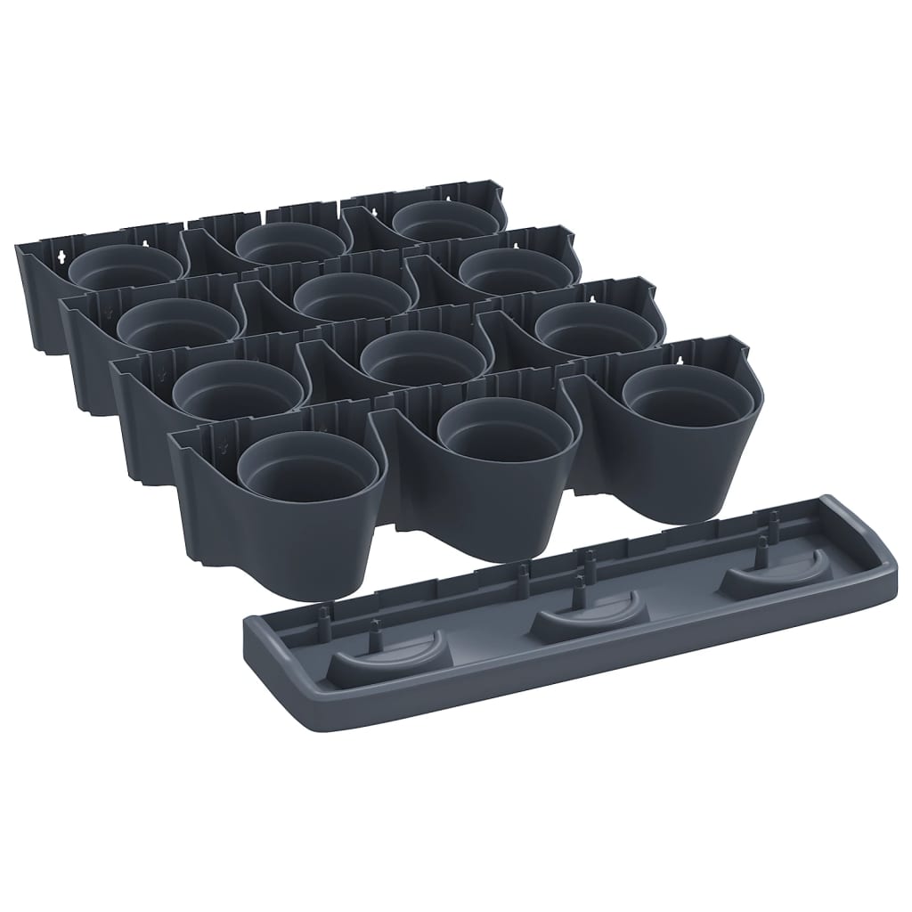 Vertical garden plant set 12 parts polypropylene anthracite grey - number 3.