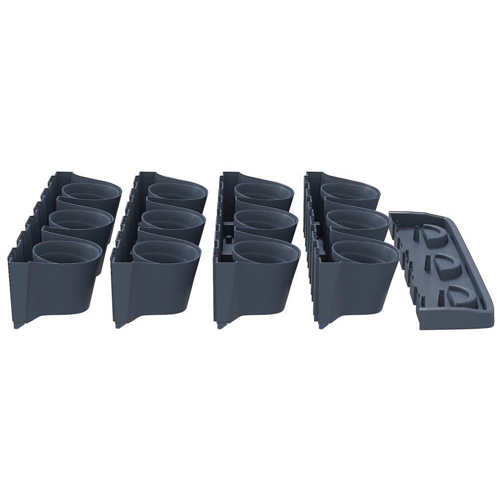 Vertical garden plant set 12 parts polypropylene anthracite grey - number 5.