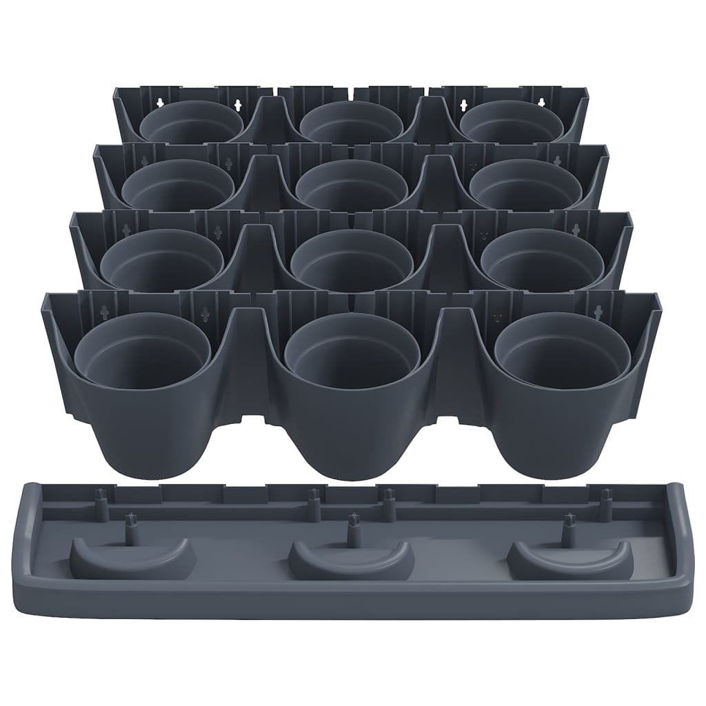 Vertical garden plant set 12 parts polypropylene anthracite grey - number 4.