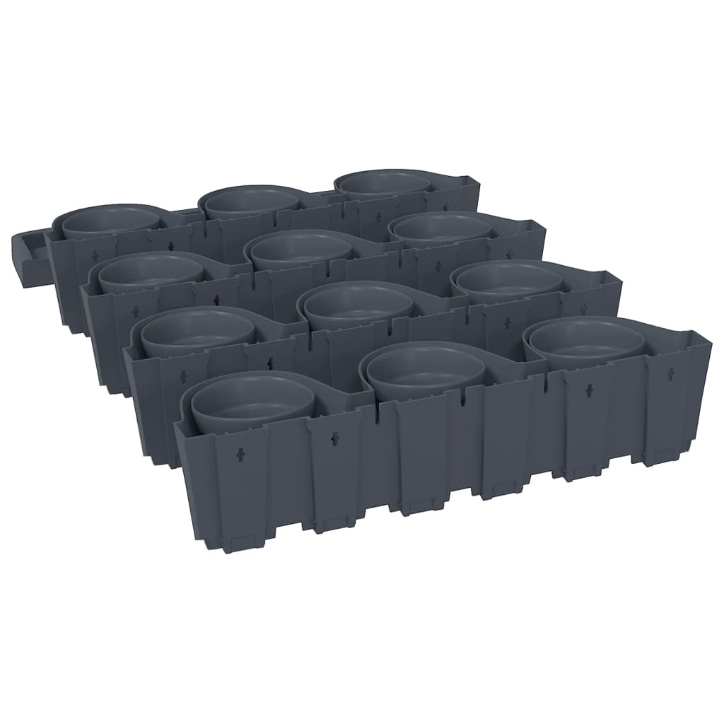 Vertical garden plant set 12 parts polypropylene anthracite grey - number 6.