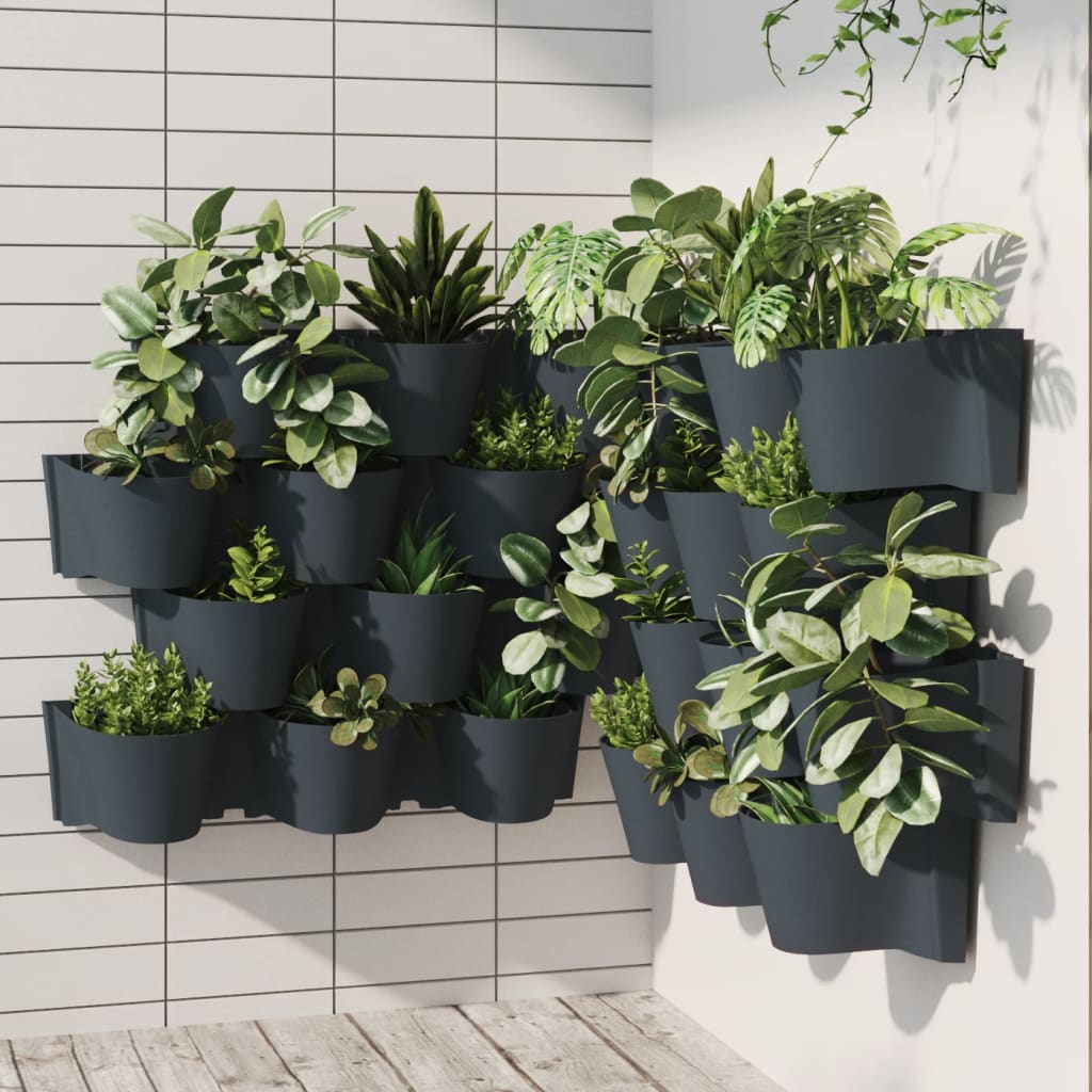 Vertical garden plant set 12 parts polypropylene anthracite grey - number 8.