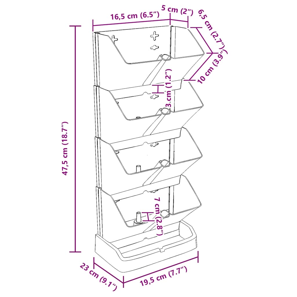Lodret haveplantesæt 4 dele polypropylen antracitgrå - number 8.