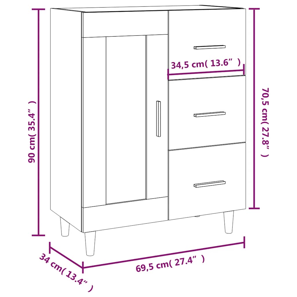 Skänk 69,5x34x90 cm konstruerat trä - vit, 1 - number 10.