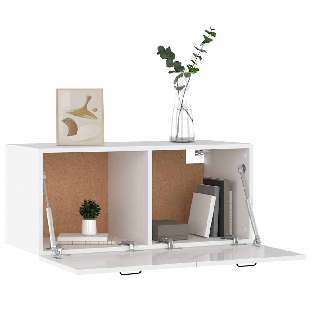 Szafka ścienna 80x36,5x35 cm drewno konstrukcyjne biały połysk - number 4.