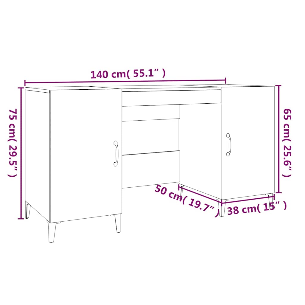 Biurko 140x50x75 cm drewno klejone - betonowo-szary - number 9.