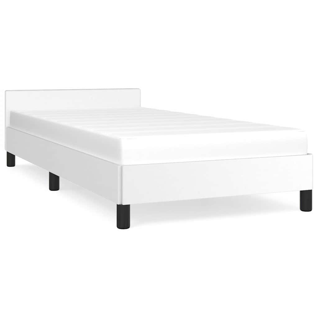 Bed frame with headboard without mattress - white, 90 x 200 cm - number 2.