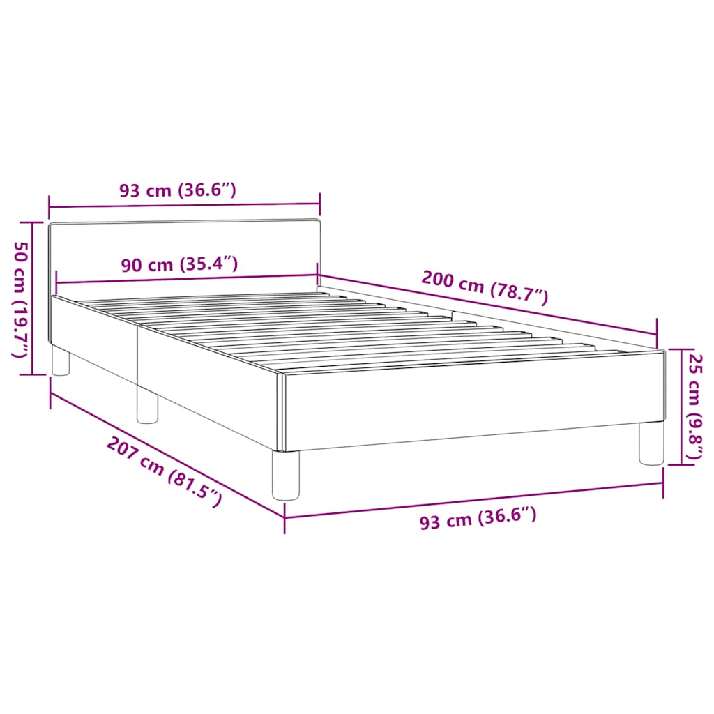 Bed frame with headboard without mattress - white, 90 x 200 cm - number 9.