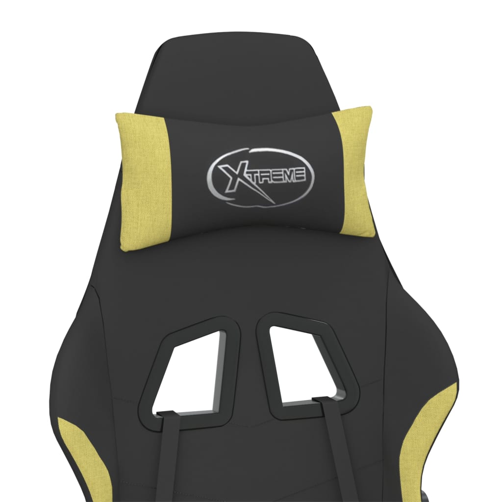 Gamingstol med massagefunktion stof sort og - lysegrøn, 1, uden fodskammel - number 9.