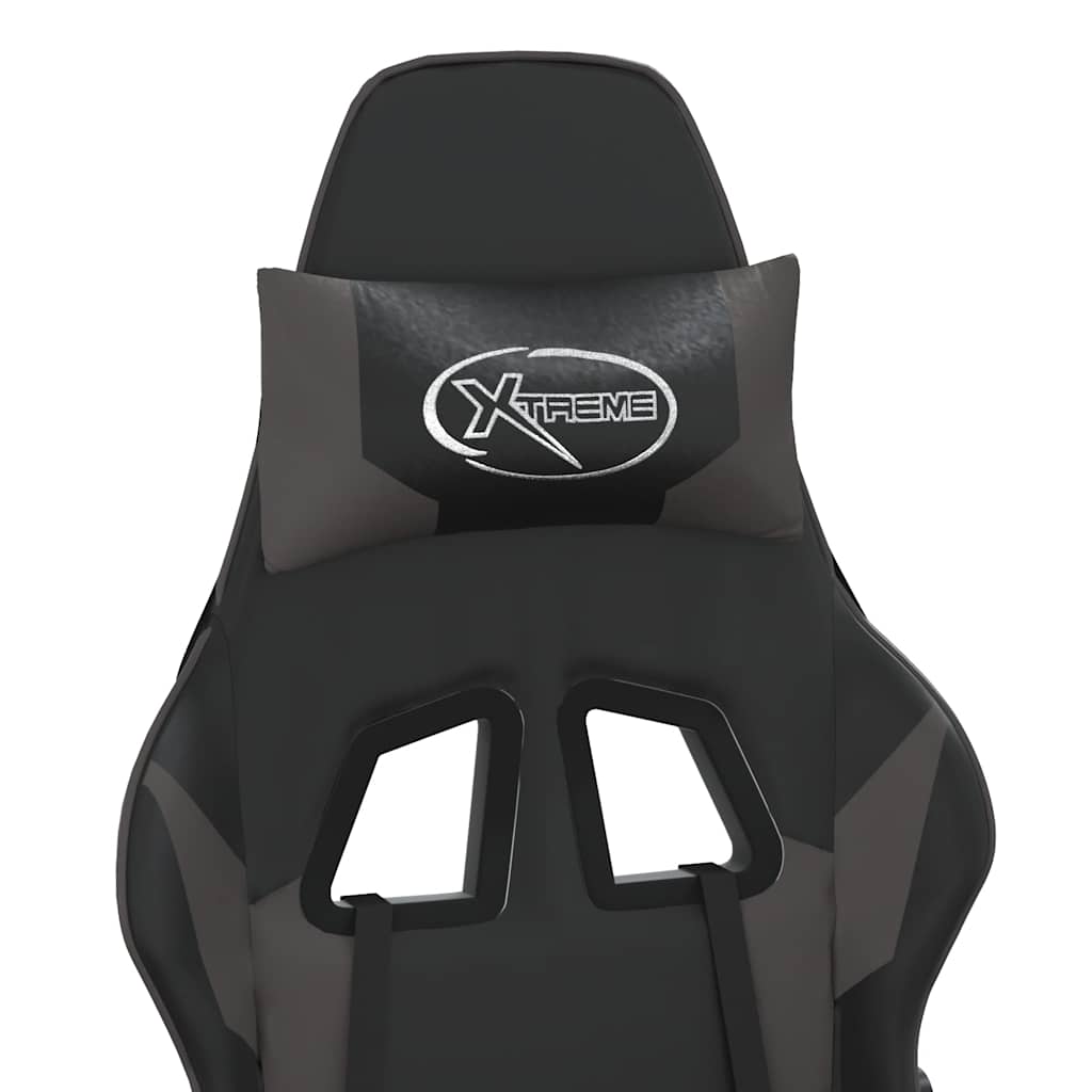 Fotel gamingowy z funkcją masażu i podnóżkiem skóra syntetyczna czarny szary - number 10.