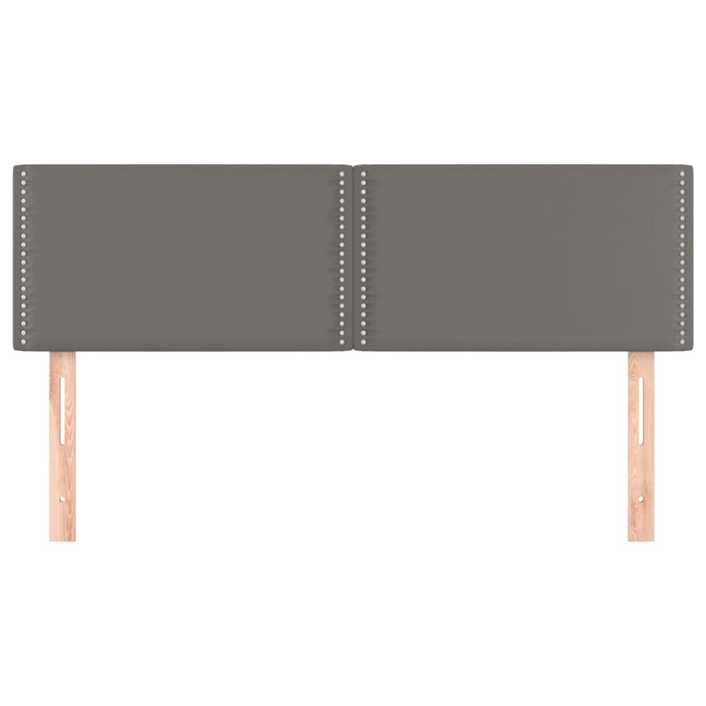 Sengegavle 2 stk. 72x5x78/88 cm kunstlæder - grå, 144 cm, 1, lav - number 3.