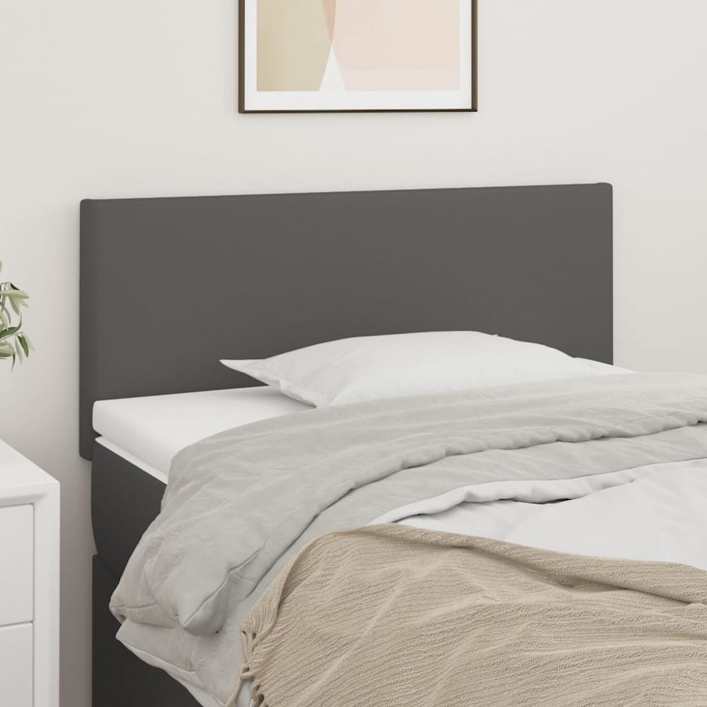 Sengegavl 90x5x78/88 cm kunstlæder - grå, 90 cm, 1, lav - number 1.