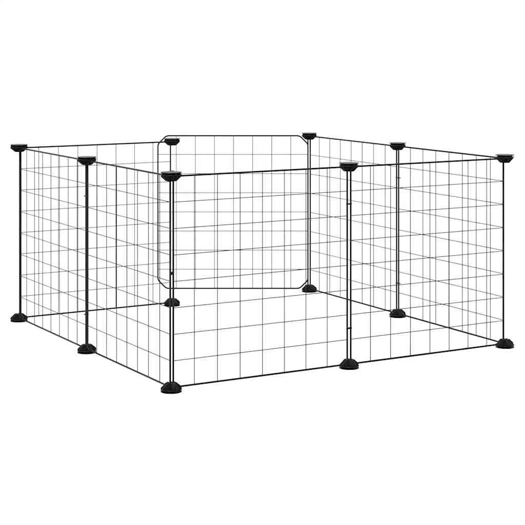 Enclos pour animaux 8 panneaux avec portail 35x35 cm acier noir - 4,3 cm, 8 panneaux avec portail - number 6.